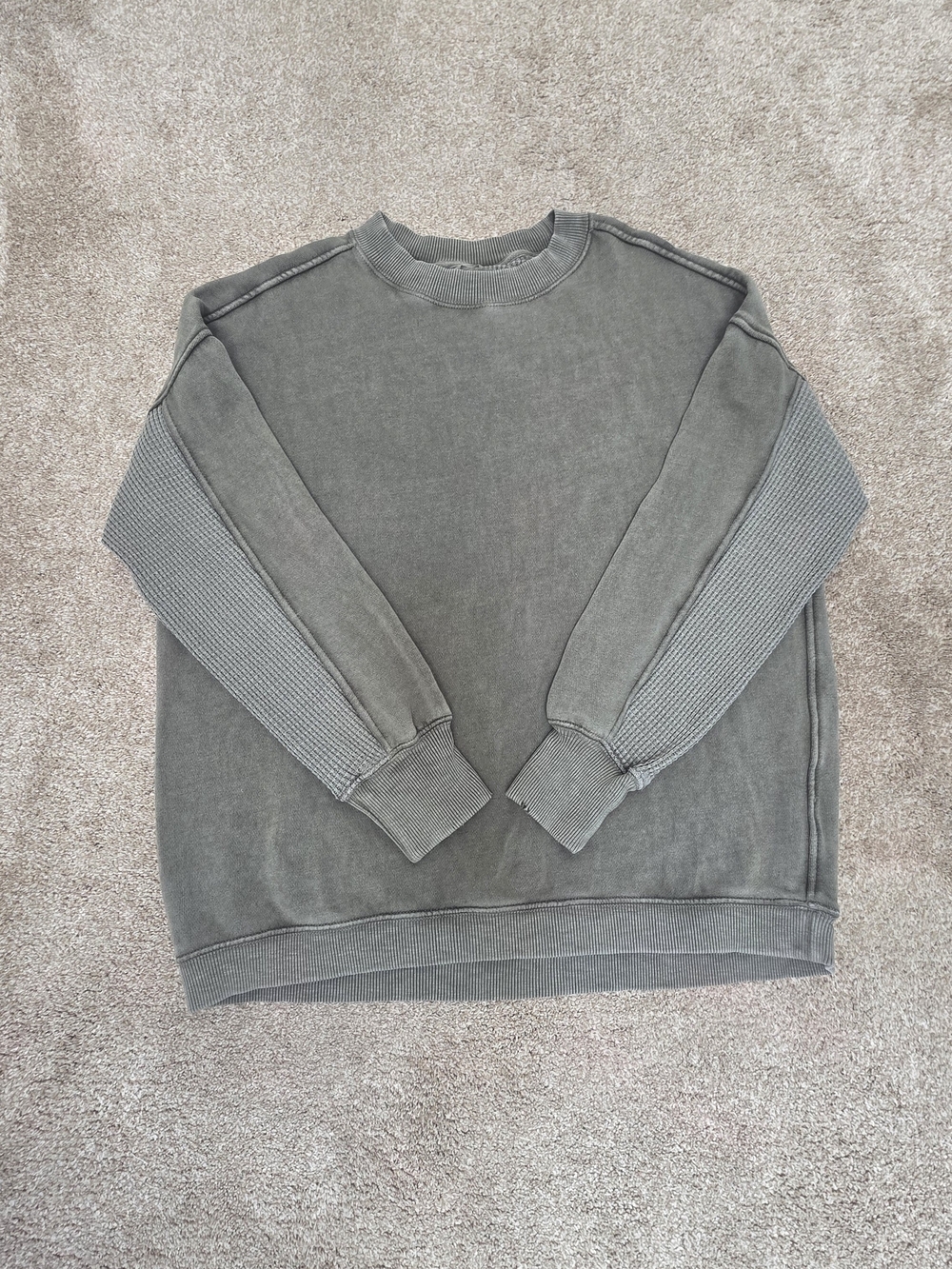 Men's Washed Grey Pullover Crewneck Sweater